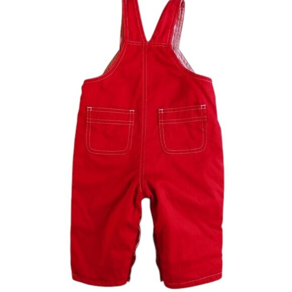 Vintage Gap Red Striped Lined Overalls size 3-6 Months - Picture 6 of 13